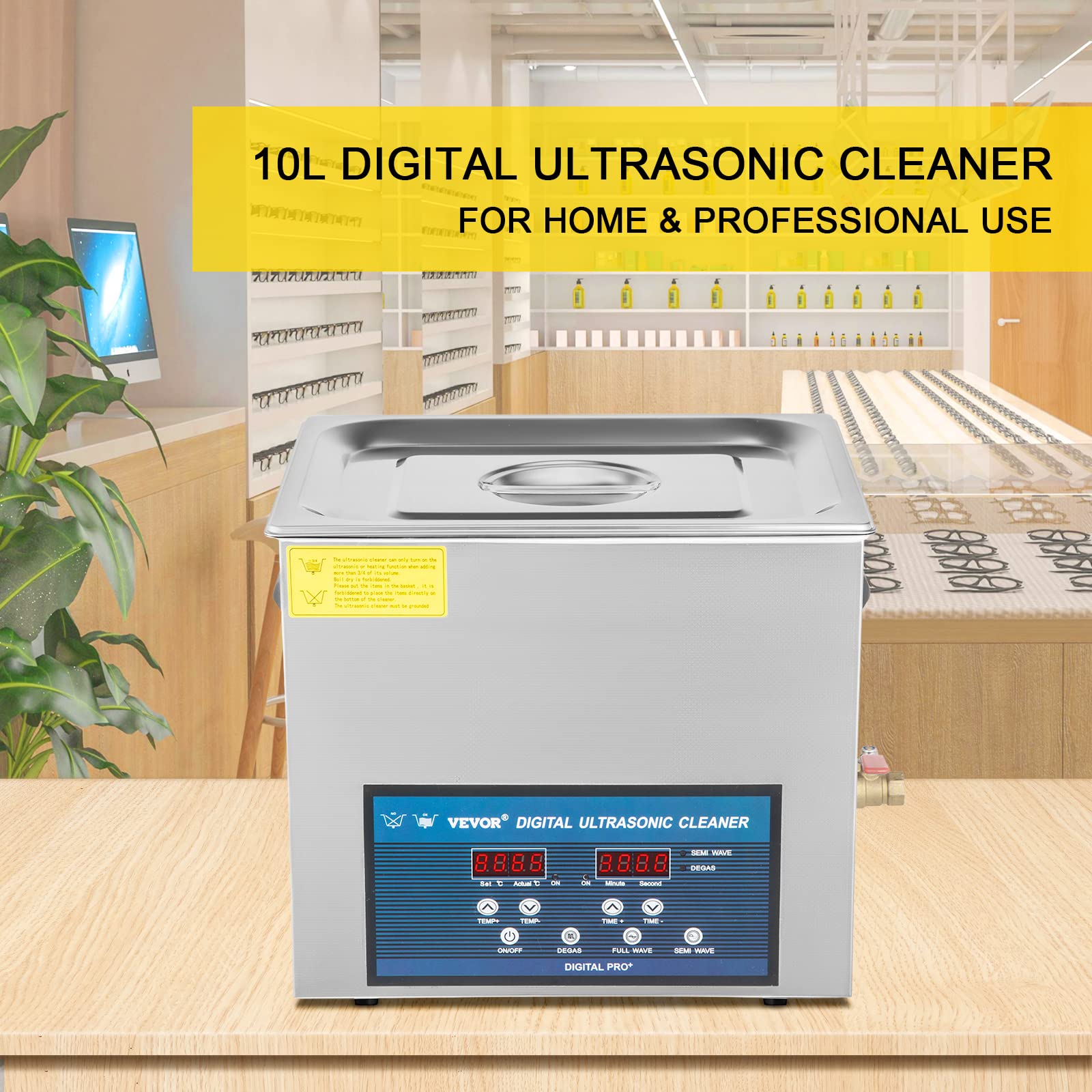 VEVOR Nettoyeur à Ultrasons Double Fréquence 10 L, Professionnel Nettoyeur à Ultrasons 220 V avec Chauffage, Nettoyeur Ultrasons en Acier Inoxydable pour Pièces Bijoux Carte de Circuit 28/40 kHz