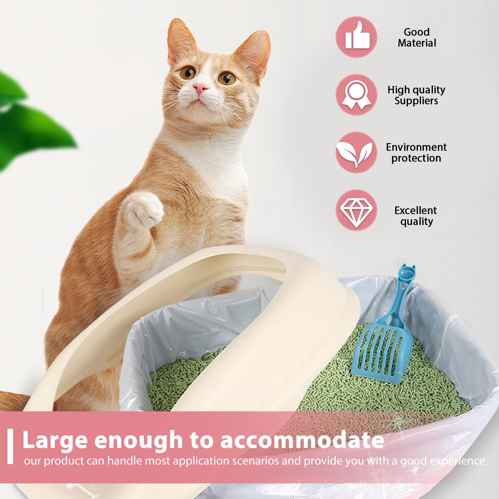 Bolsas de basura con asa: 6 rollos de bolsas de arena para gatos, bolsa para arena para gatos, bolsa de recambio para cambio de arena para gatos, 90 unidades, duradera y autolimpiable, color