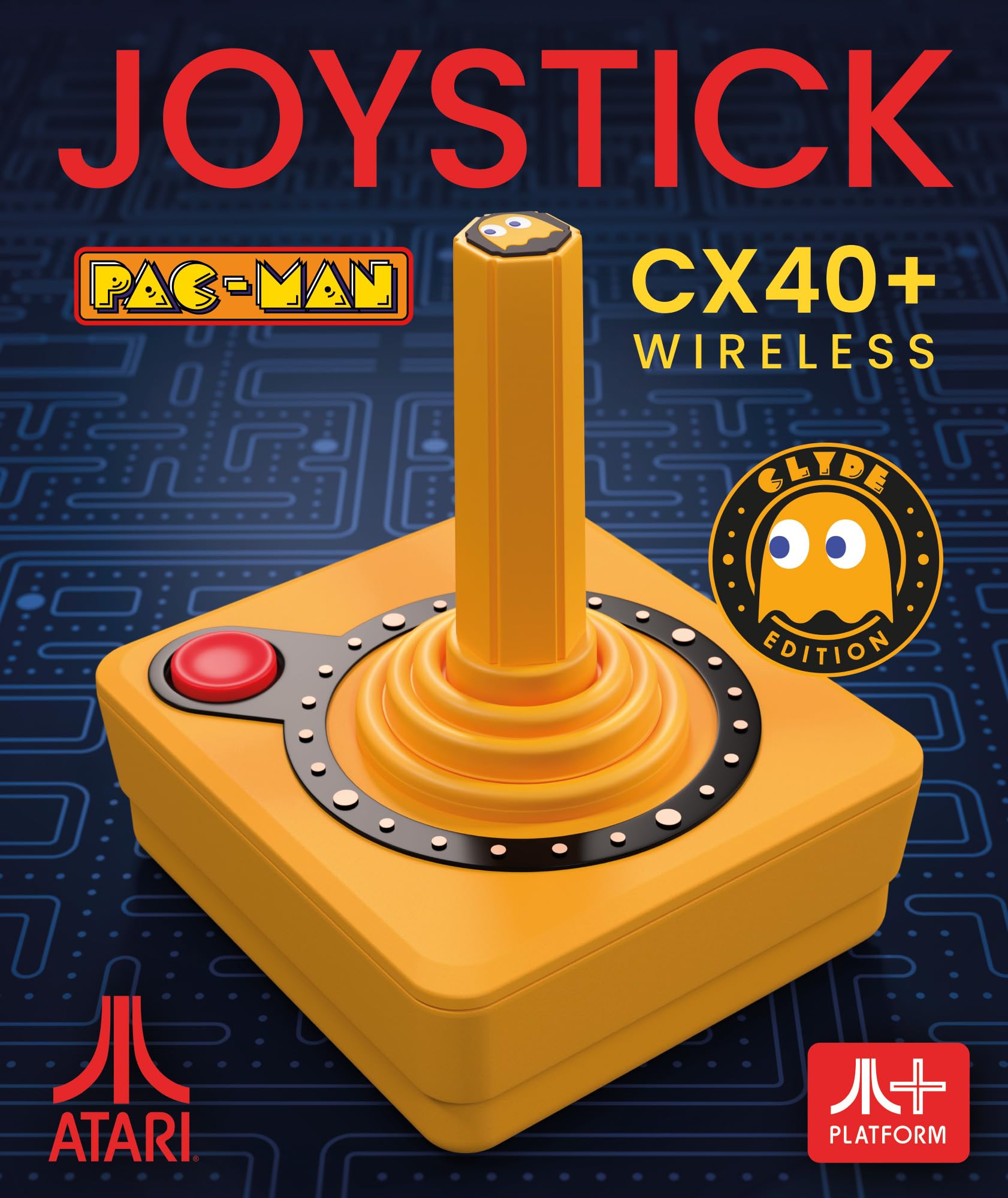 Pac- Man Atari CX40+ bezprzewodowy joystick - Clyde Edition - pomarańczowy