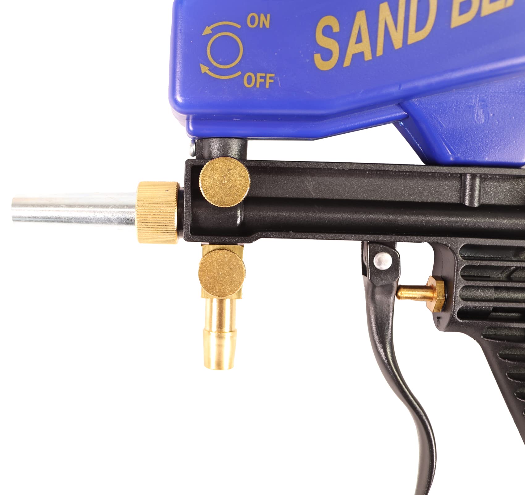 WELDINGER Druckluft-Sandstrahlpistole mit Tank und Granulatschlauch