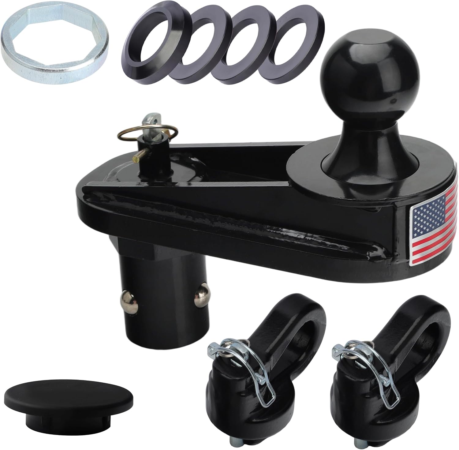 6" Offset Gooseneck Hitch Extender,Puck System Gooseneck Hitch Ball Kit for F250/F350/F450,Silverado/Sierra 2500/3500 HD,Nissan Titan XD,with 2 Safety Chain Anchors