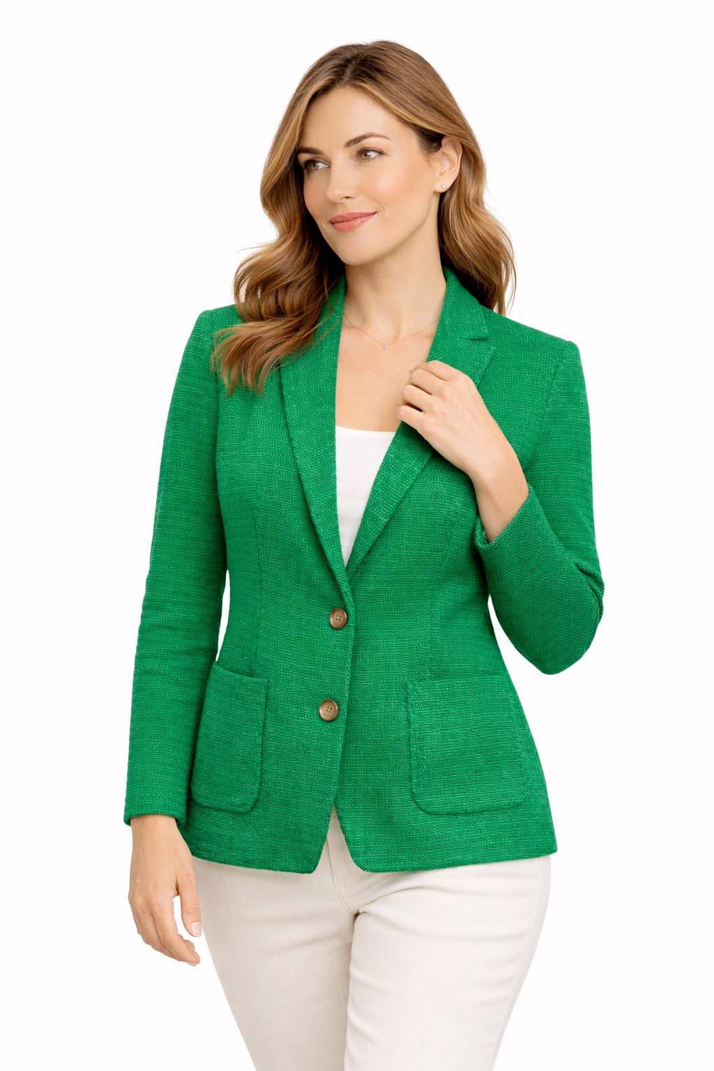 Blazer in Cotone, Giacca Jacket da Donna -Manica Lunga con Due Bottoni - Artigianale, Made in Italy - Casual, Classica Sportiva