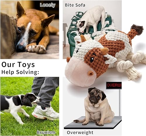 Miniatura 3 de Sedioso Juguetes para perros, juguete de peluche para perros para razas grandes, bonitos juguetes chirriantes para perros con papel arrugado,
