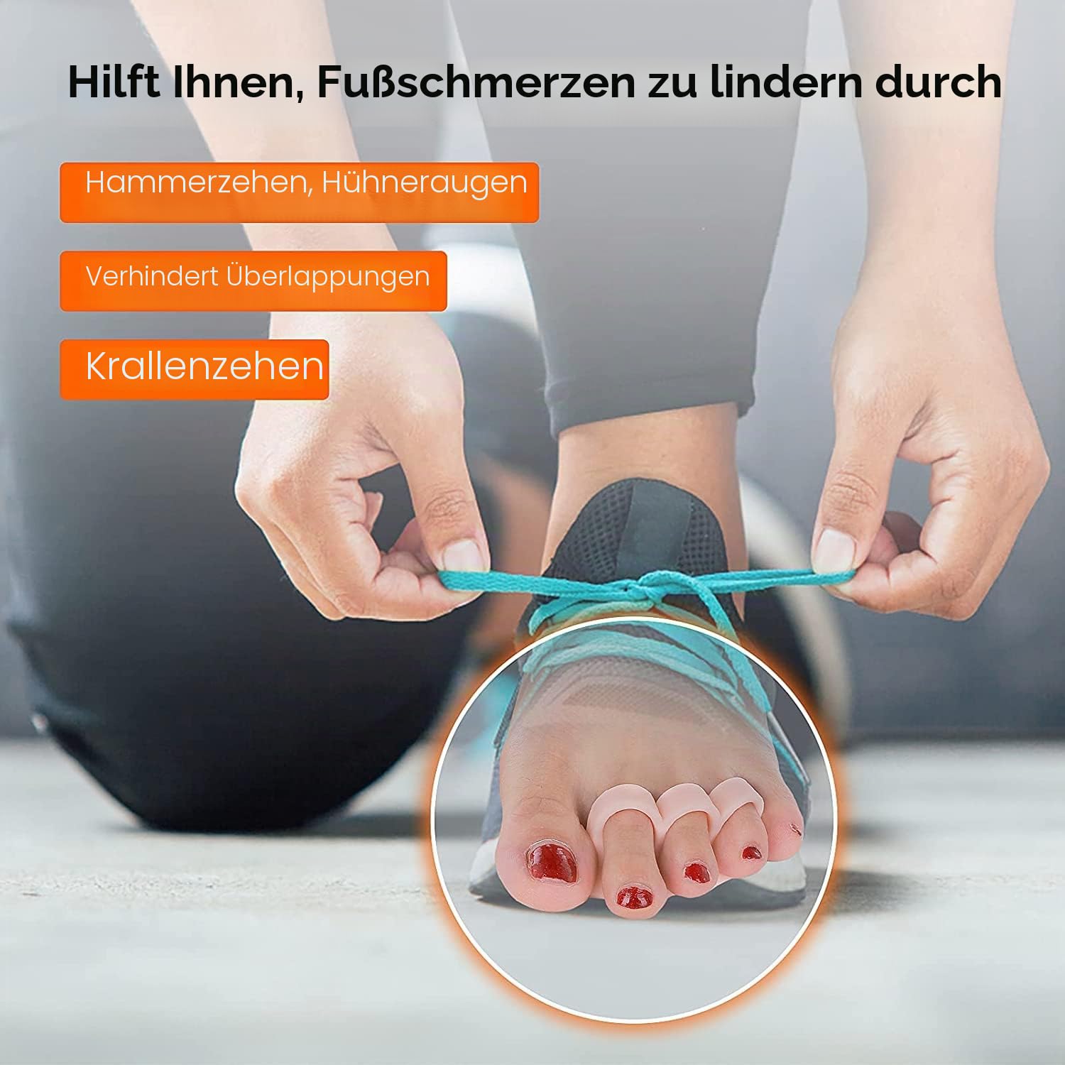 6 Stück HAMMER Toe Kissen – Hammer Zehen Gel Pads Corrector & Straightener für Gelockt, gebogen, Klaue und Mallet Zehen Relief – Rechts & links Gel Kissen Unterstützung Wappen