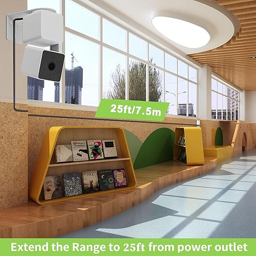 Miniatura 4 de UYODM Cable de extensión micro USB en forma de L compatible con WYZE Cam Pan V3, 25FT7.5M Cable de carga de extensión de 90 grados que alimenta tu