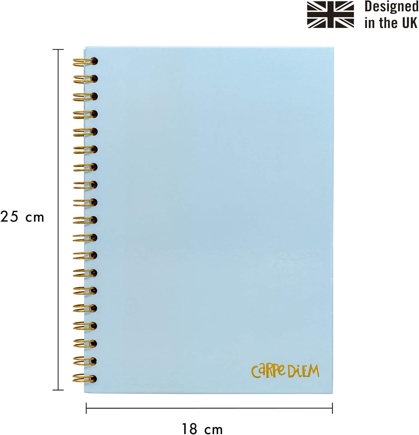 Pukka Pad Carpe Diem B5 Notebooks – Pack of 3 Double Spiral Bound Hard Cover Journals with 160 Pages, 80 Sheets of Lined Paper for Everyday School, Office, and Personal Notes, Sky Blue