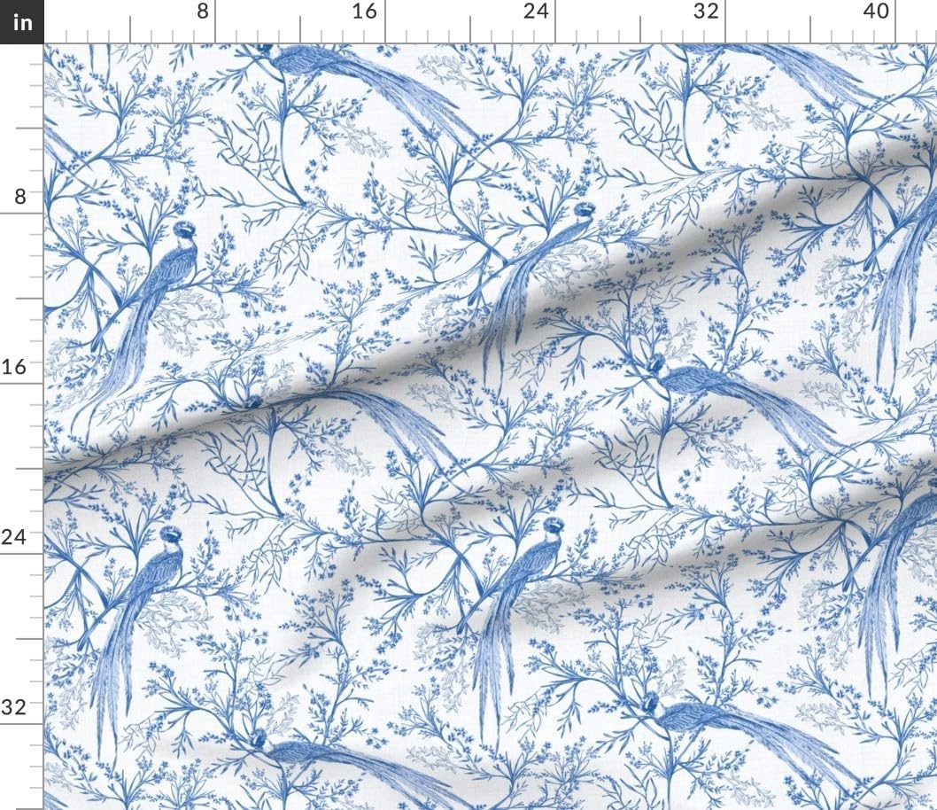 Spoonflower Fabric - Pheasant Chinoiserie Dramatic Antique Garden Traditional Vintage Bold Printed on Petal Cotton Fabric Fat Quarter - Sewing Quilting Apparel Crafts Decor
