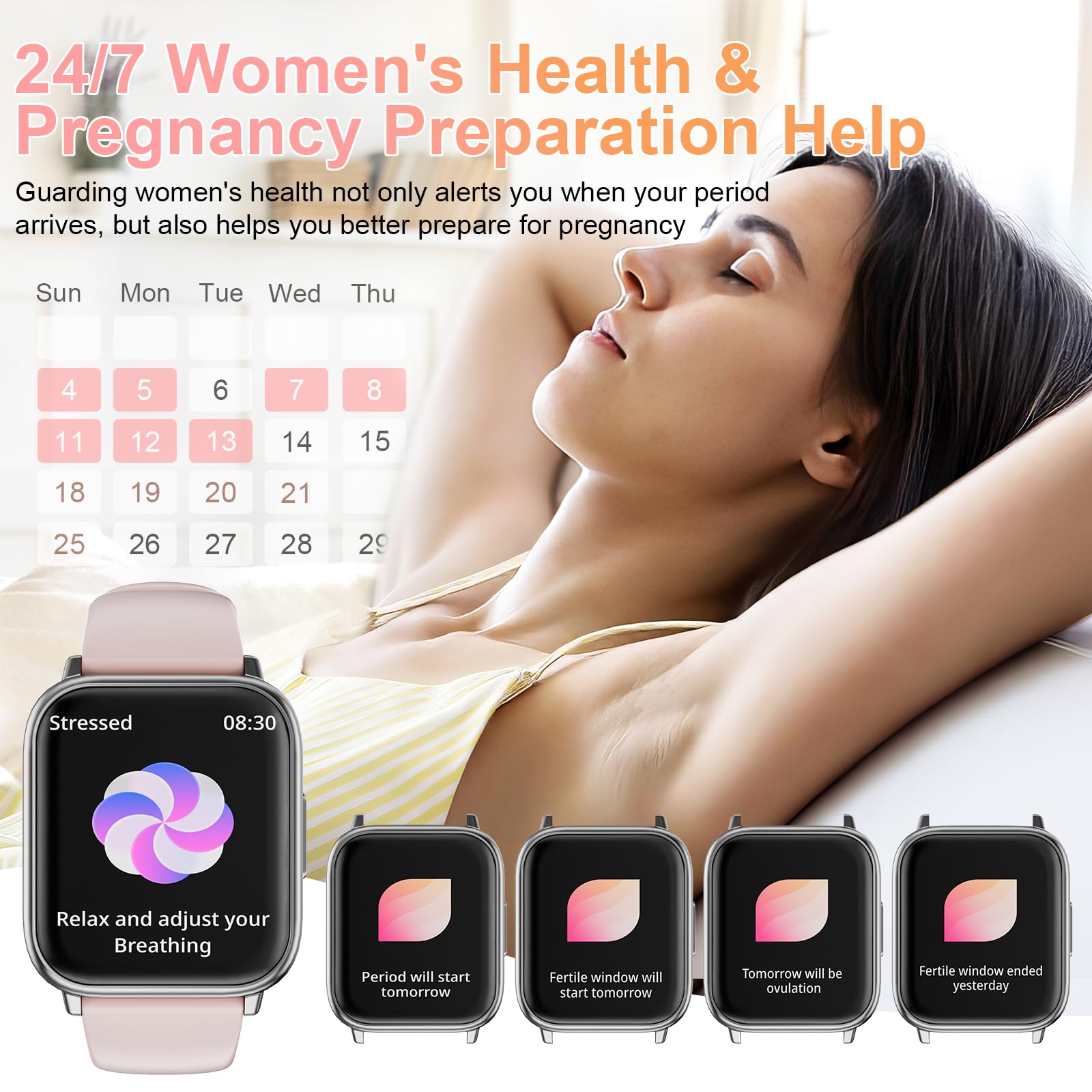 Smartwatch donna, 1,83" Orologio bluetooth con Effettua/Risposta Chiamate,113+Sportive Smart watch Contapassi/24H Cardiofrequenzimetro/Sonno/SpO2, IP68 Fitness Tracker per Android iOS(Argento)