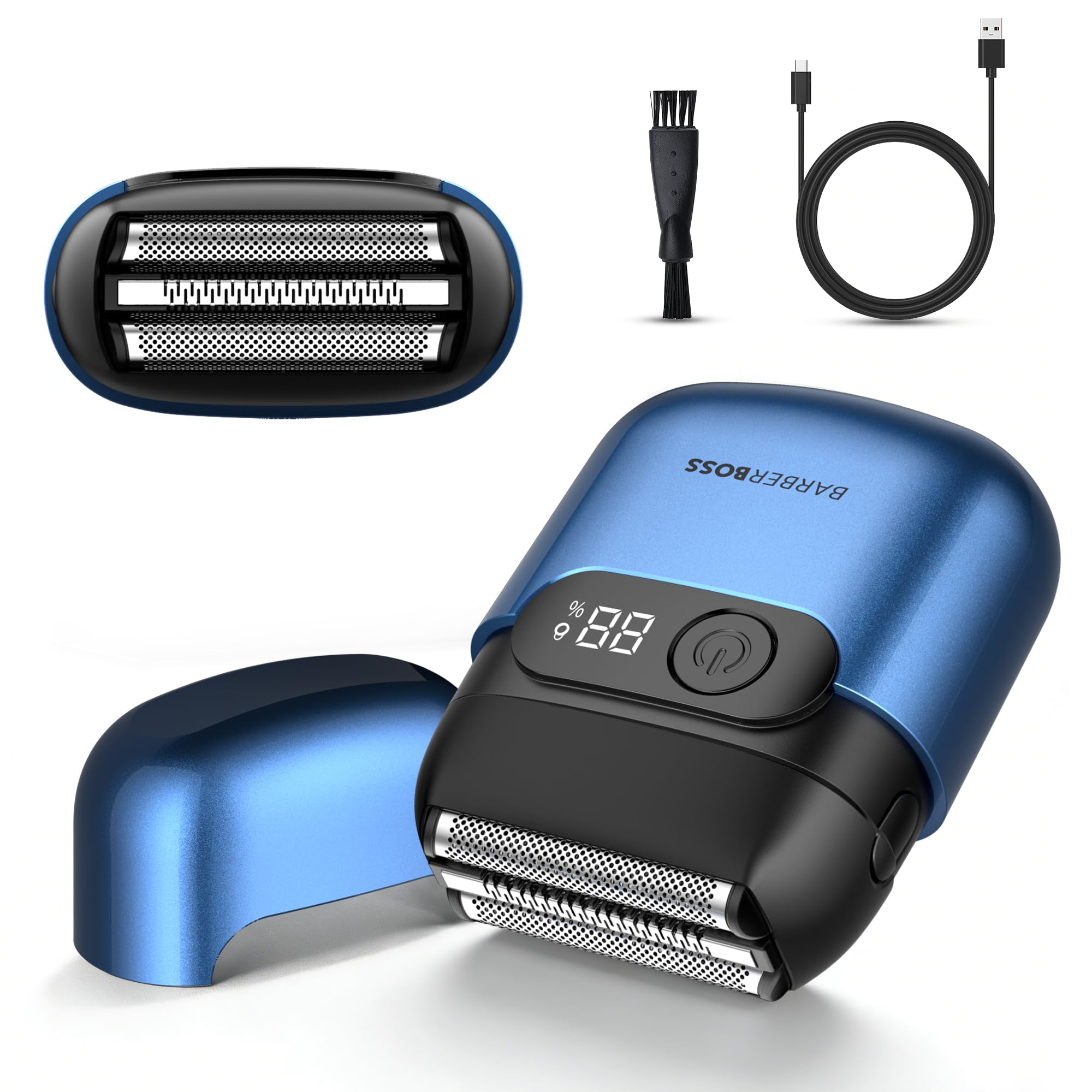 BarberBoss Rasoir électrique sans fil pour homme, lames flottantes flexibles, tête magnétique et écran LED intelligent, rasoir compact pour homme, QR-2751