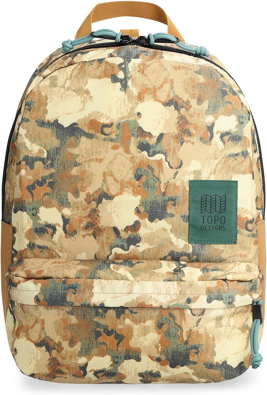 Topo Designs Dash Pack, Lightweight Laptop Backpack, 100% Recycled Materials, Fair Wear + WRAP Certified, 17L (Camo)