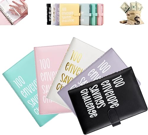 Reto de ahorro de dinero de 100 sobres, rotafolio de ahorro de dinero de 100 sobres, fácil y divertido de ahorrar $5,050, rotafolio de sobres llenos