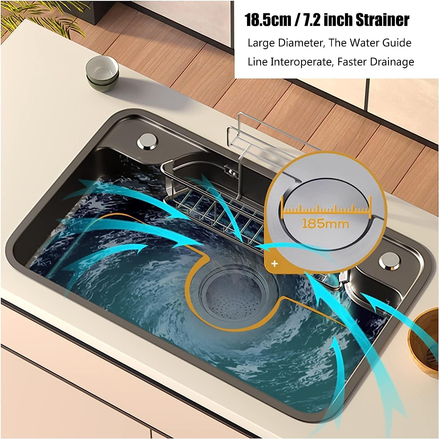 Fregadero de cocina de acero inoxidable con drenaje purificador y kit completo de instalación para espacios de utilidad y balcón