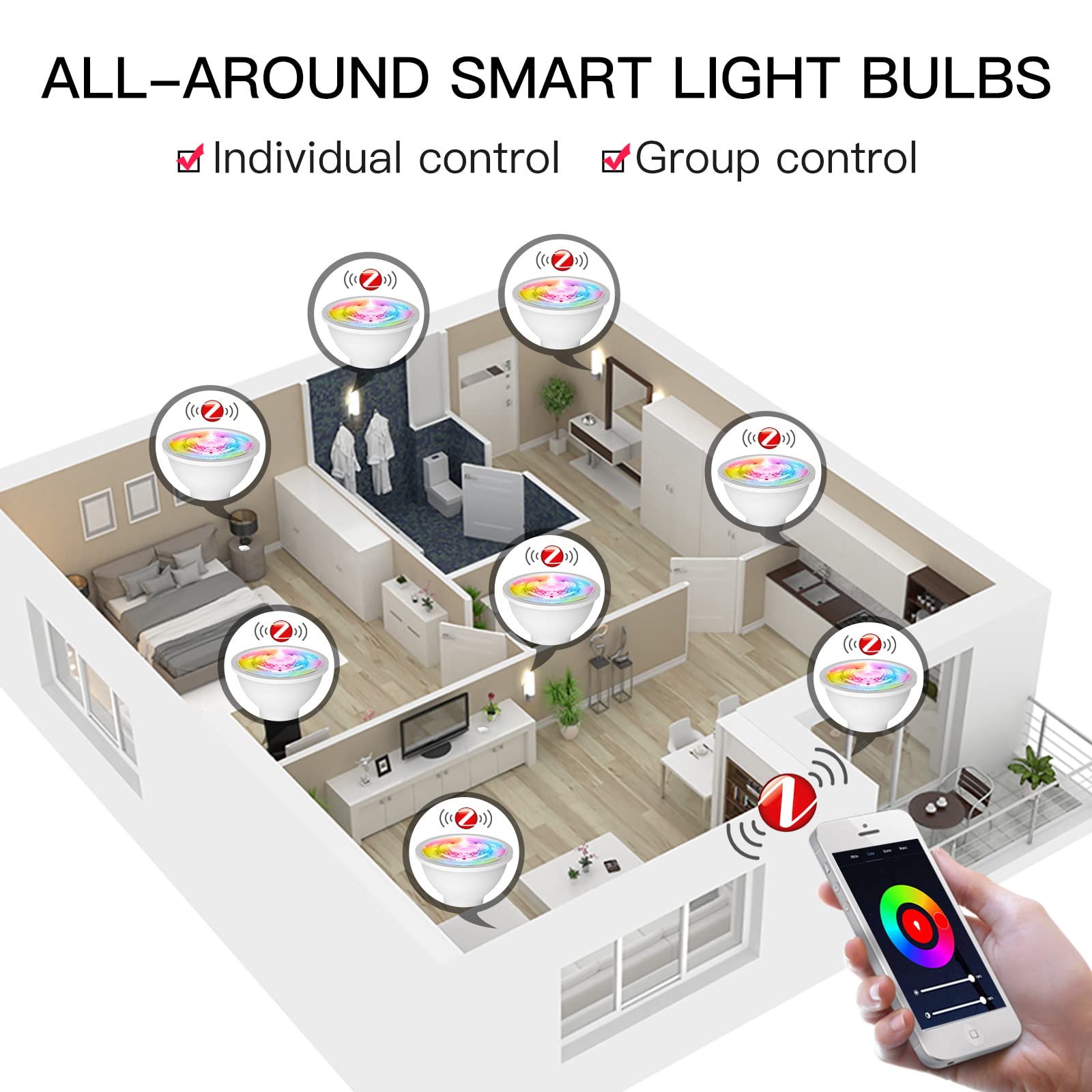 LEDLUX Lámpara LED GU10 ZigBee, Foco LED Inteligente GU10 5W, RGB CCT Regulable, Compatible con Alexa, Compatible con Philips HUE 3.0 (4), SHZ61005
