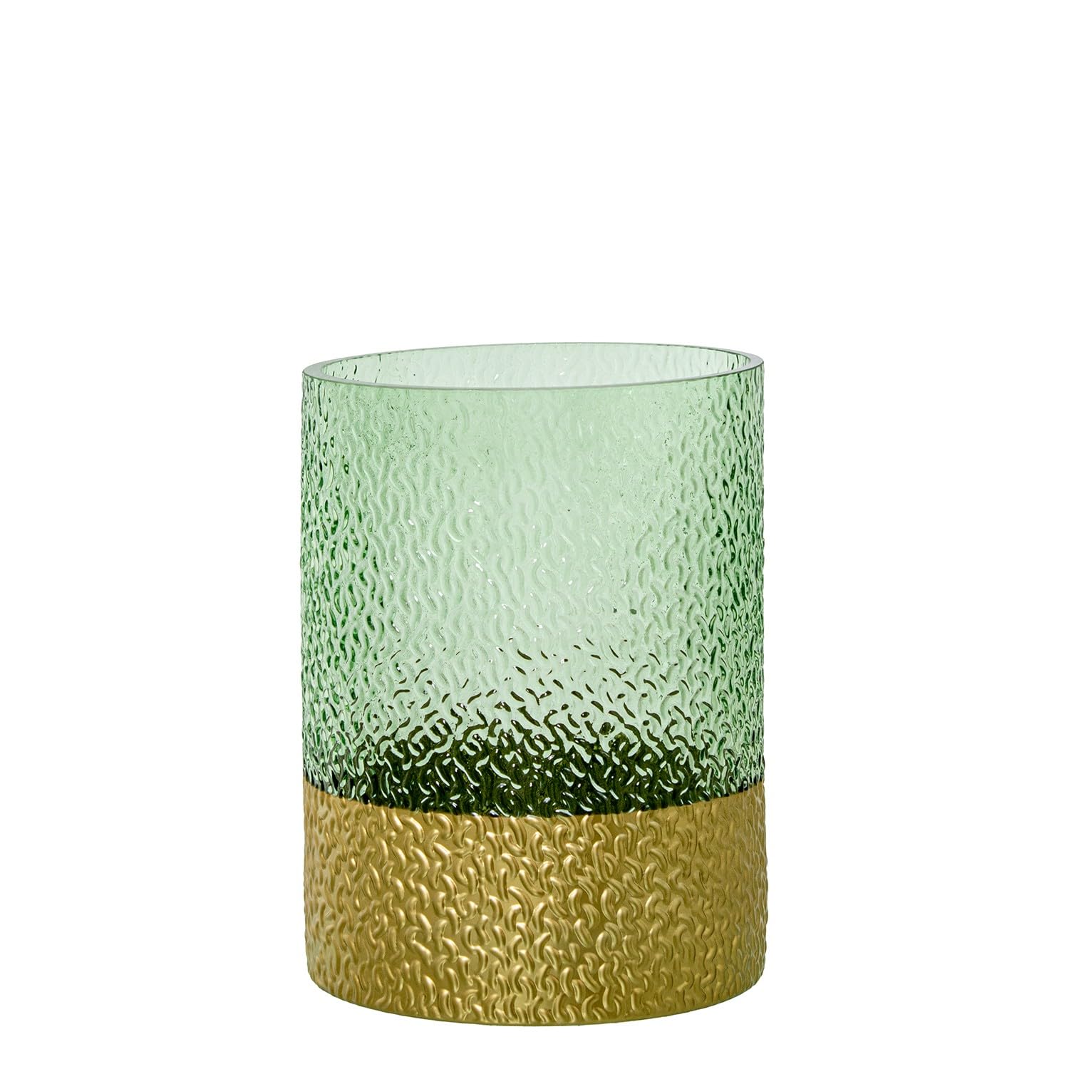 Vase en verre vert et doré idéal pour sublimer des bouquets courts