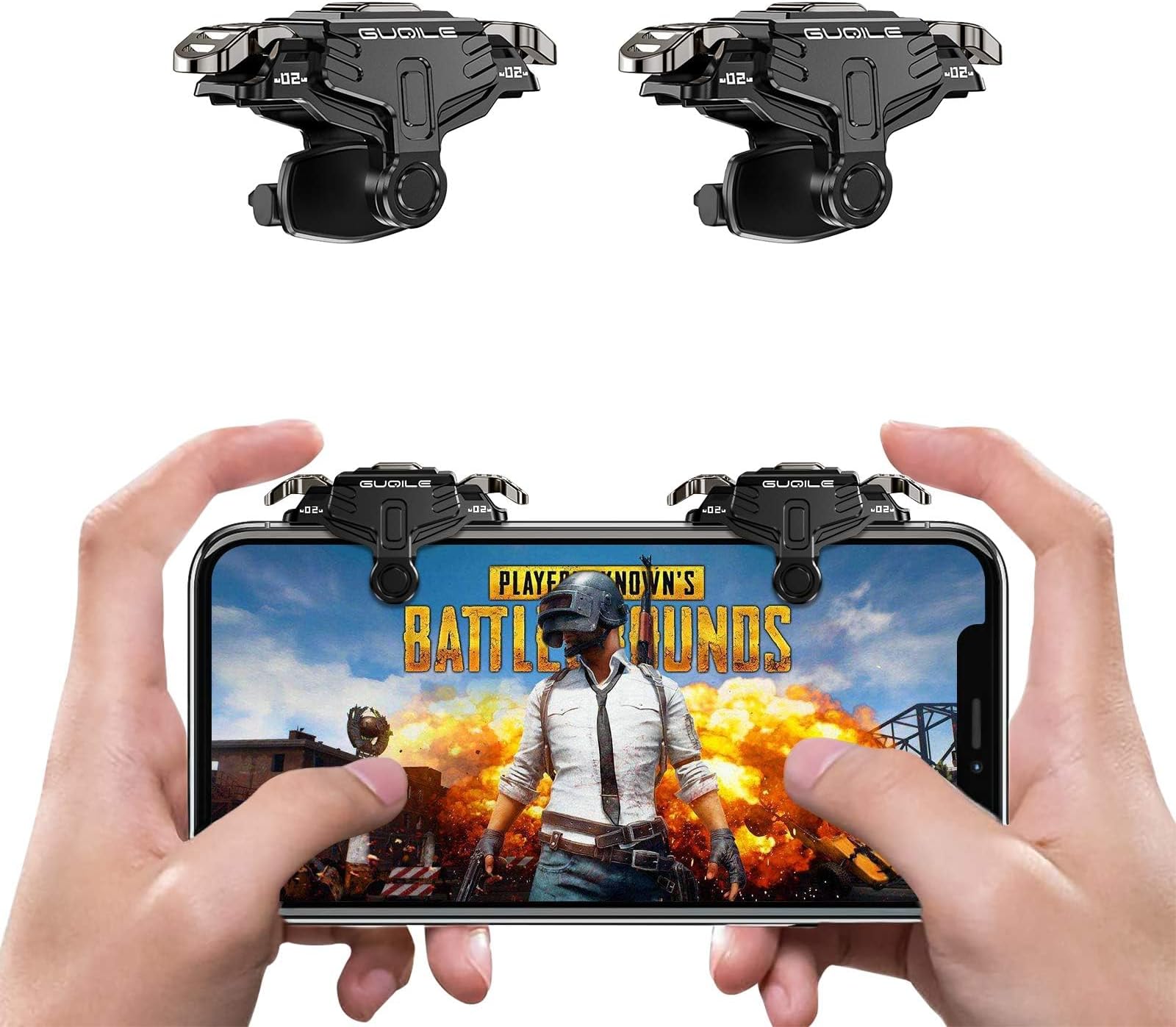 Tazweeq Mobile Game Controller Trigger, Upgrade Version PUBG Mobile Game Trigger, Double Sensitive Aim & Shoot Keys, Buttons for Rules of Survival/Knives Out Triggers for All Smartphone(Black)