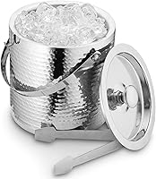 Vista 4 de Hammered Ice Bucket - Ice Bucket with Tongs - Insulated Ice Bucket with Lid - Double Wall Ice Bucket 3 Quarts - By Colleta Home