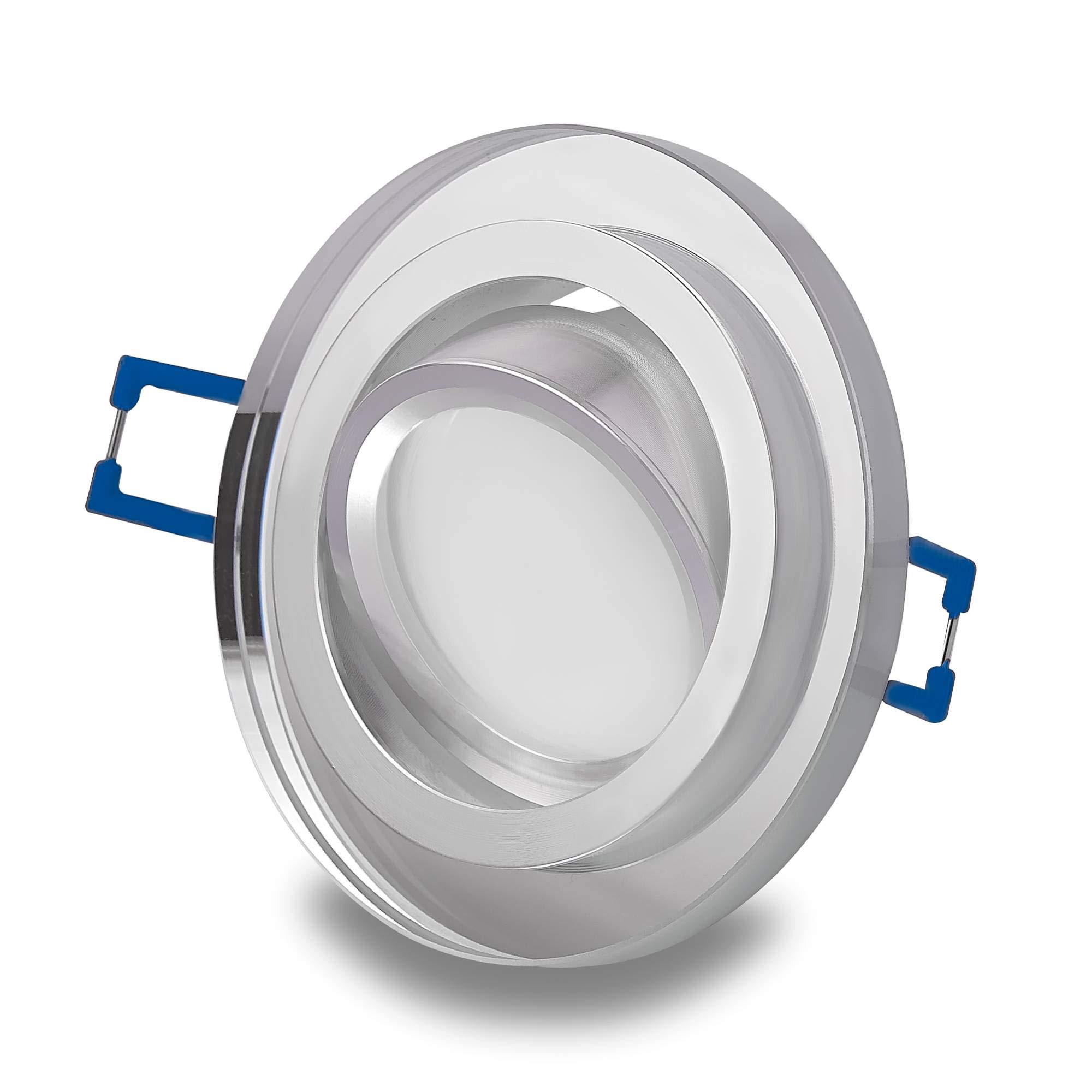 10x LED Einbaustrahler Set Glas rund - transparent 5 Watt warmweiß 230V - Einbau-Spot dimmbar schwenkbar flach als Deckenleuchte Decken-Strahler - Einbauleuchte 75-80mm Bohrloch