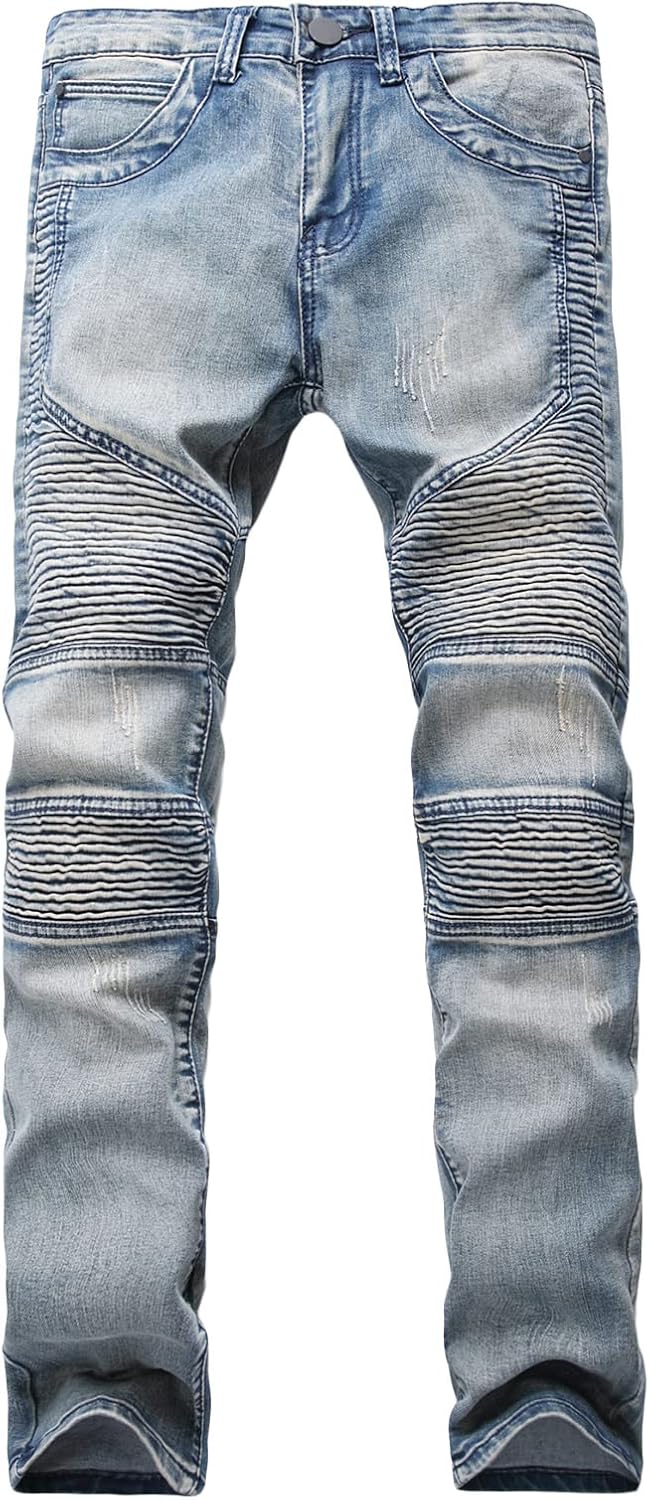 Lu's Chic Men's Stretch Pants Chic Jeans Comfy Classic Soft Denim Pants