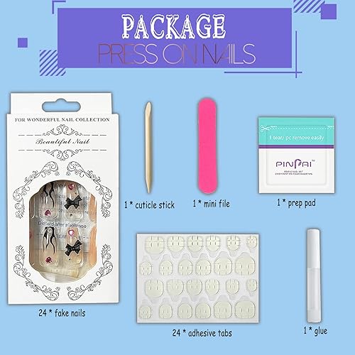 Miniatura 4 de ookizom 24 piezas de uñas a presión medianas, uñas postizas a presión de color almendra puro, uñas acrílicas brillantes con pegamento, uñas postizas