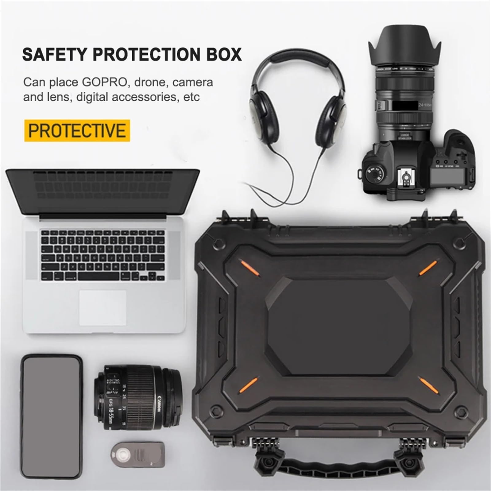 Custodia di sicurezza impermeabile for il trasporto, scatola rigida con imbottitura in schiuma Flight Case Professionale