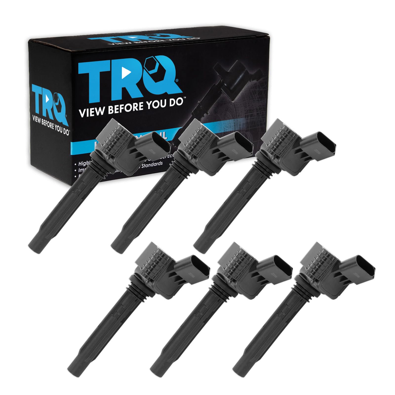 TRQ Ignition Coil Set 6 Piece Compatible with 18-23 Audi Q7 Q8 SQ5 A6 Quattro S5 S4 S5 Sportback A7 Sportback A8 Quattro RS5 RS5 Sportback S6 S7