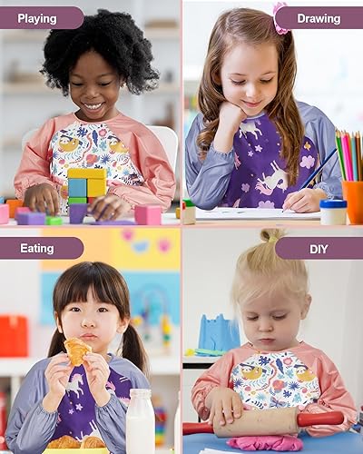 Miniatura 7 de Lictin 2 Pack Kids Art Smocks,Toddler Smock,Waterproof Artist Painting Aprons for Children
