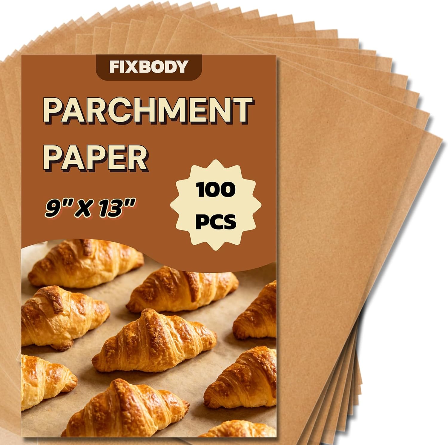 100Pcs Unbleached Non-Stick 9x13in Baking Parchment Non-Stick and Non-Toxic