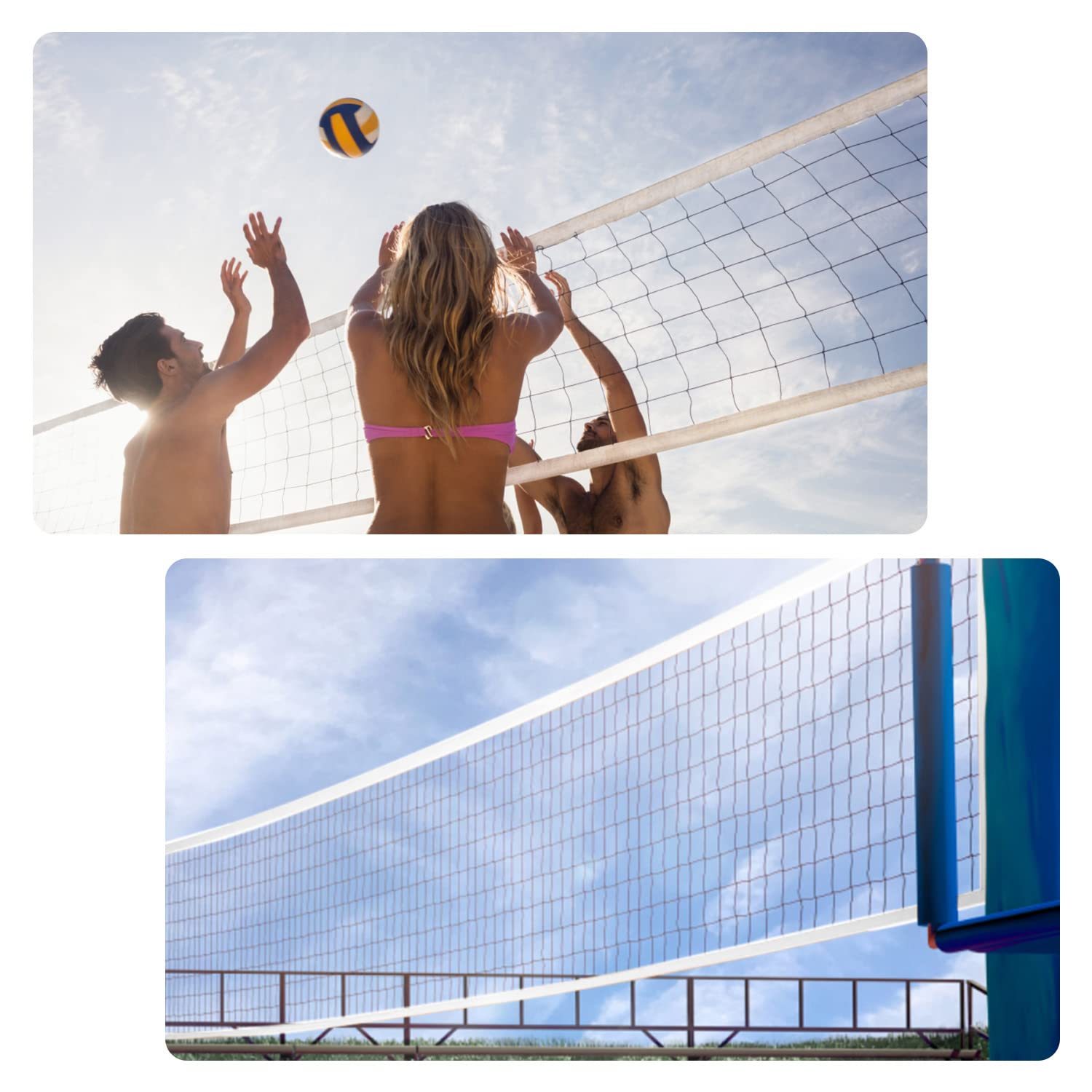 Professionel Filet de Volley-Ball 9,5m x 1m avec Câble Métallique d'Avion Extérieur Jardin