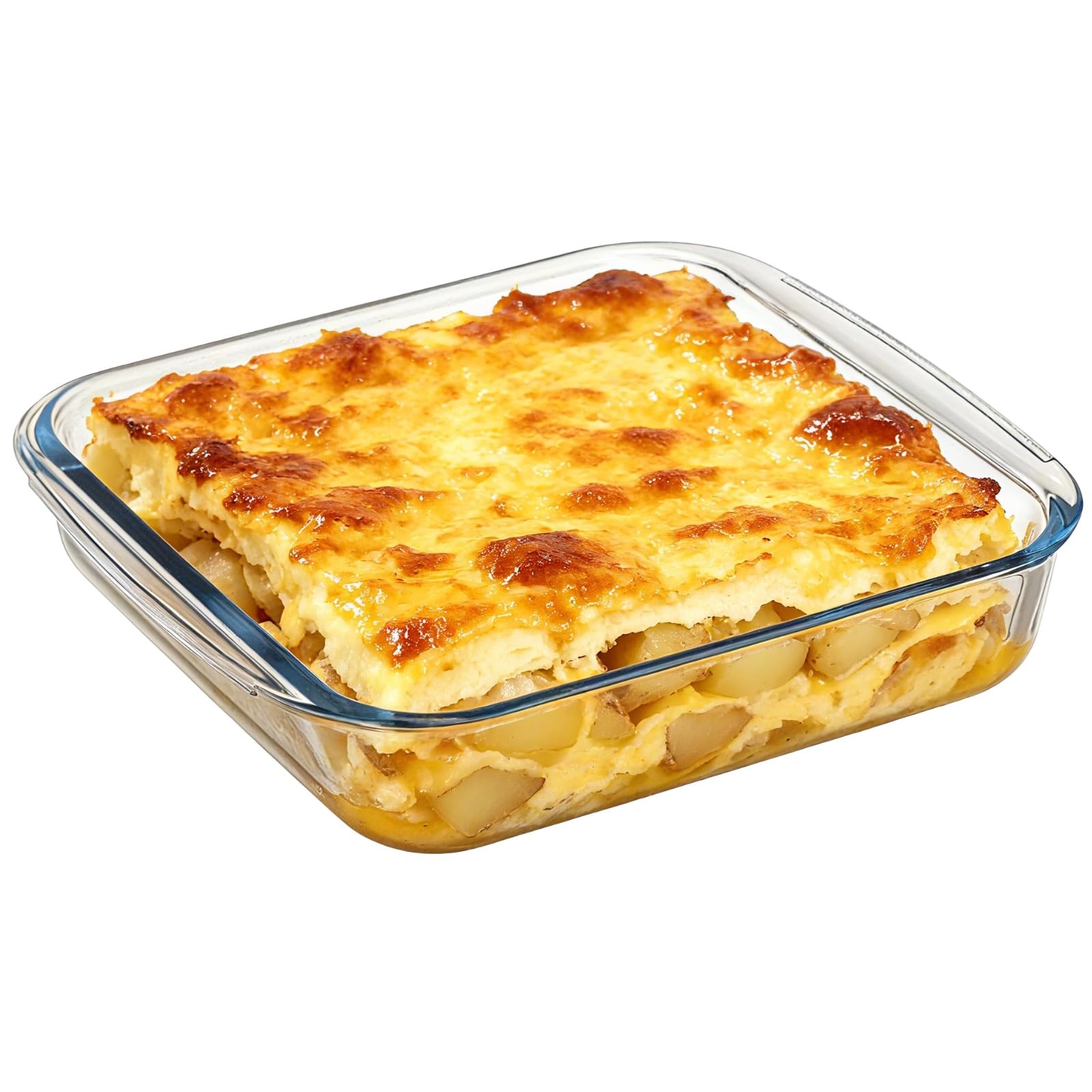 Glas-Auflaufform, Glas-Backform, quadratische Glasbackform für den Backofen, Auflaufform aus gehärtetem Glas zum Kochen, Gratinieren, Servieren, 1,8 L, 60,87 fl oz, 8,7 x 8,7 x 2 in