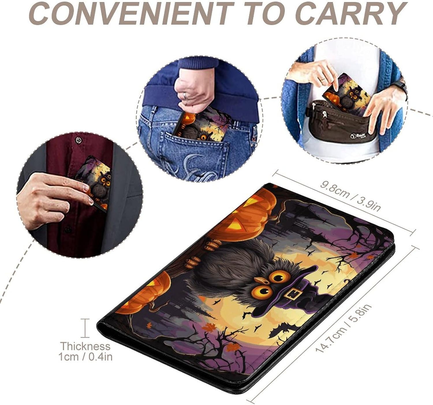 Passport Holder Travel Accessories Halloween Owl Ghost Pumpkin Waterproof Passport Travel Wallet with Card Slots for Women Men