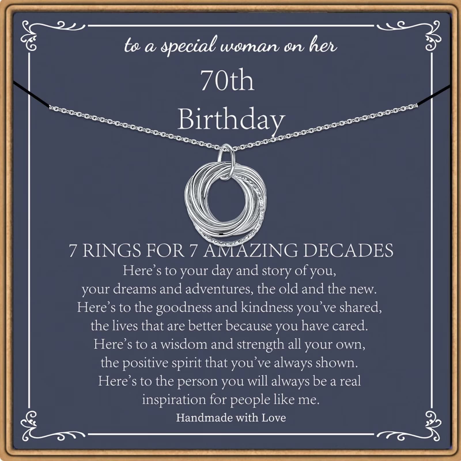 PAERAPAKBirthday Gifts for Women, Sterling Silver Chain Circles Necklace 30th 40th 50th 60th 70th 80th 90th Birthday Necklace for Her Woman 30 40 50 60 70 80 90 Years Old Birthday Gifts for Women