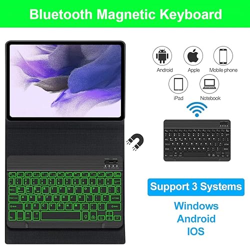 Miniatura 42 de Funda de teclado para Samsung Galaxy Tab S10+ Plus, S9 Plus, S9 FE+, S9+/S8 Plus, S8+/S7 Plus S7+ S7 FE de 12.4 pulgadas, funda de teclado Bluetooth