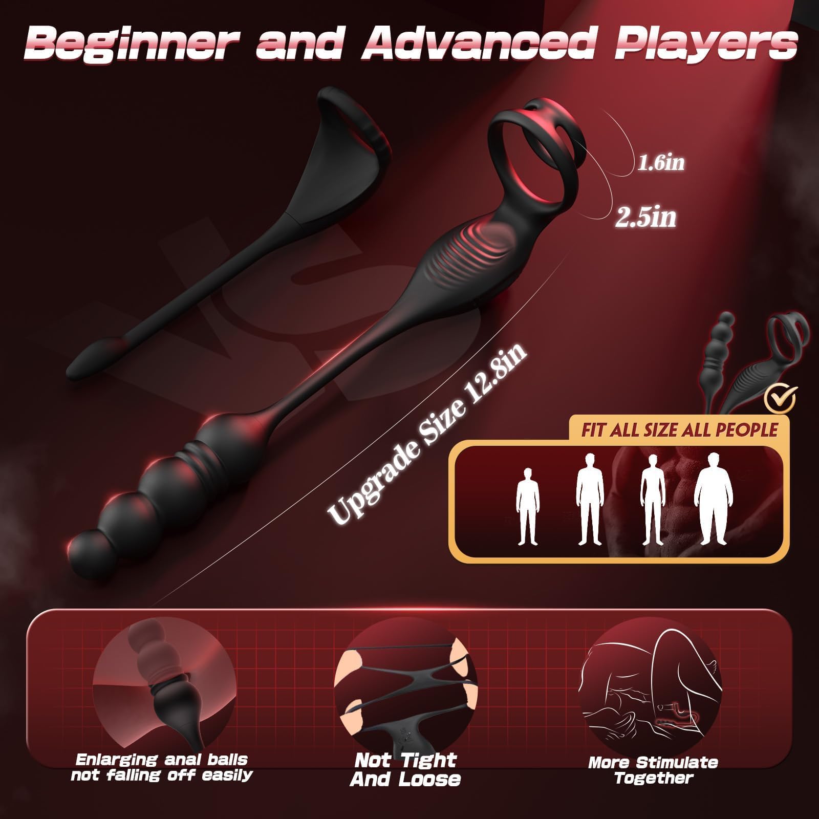 Anillo vibrador para el pene con masajeador de próstata, tapón anal,vibrador de próstata,juguetes para adultos,juguetes anales, tapón anal vibrador con control remoto por,10modos de vibración