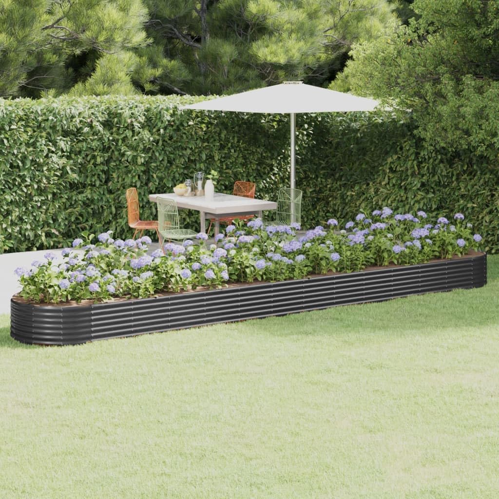 AJJHUUKI Lawn & Garden-Gardening-Pots & Planters-Garden Raised Bed Powder-coated Steel 544x100x36 cm Anthracite