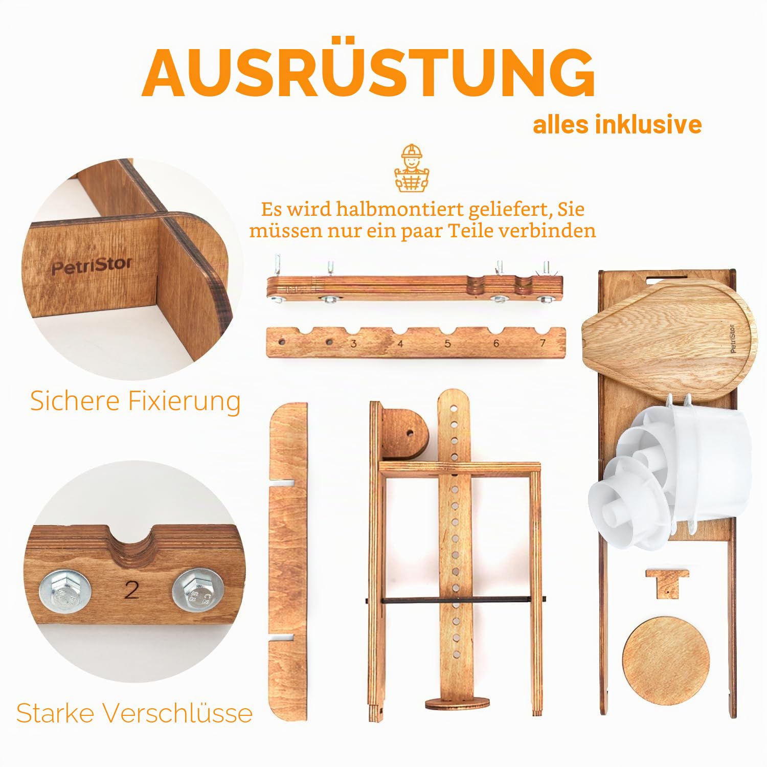 Niederländische Käsepresse aus Holz – Käseherstellungs-Set (Holz-Käsepresse mit Hebel und 2 Käseformen, 1,2 l), Käsepresse für Zuhause, Käseherstellung Druck bis zu 90 kg - Dutch Cheese Press