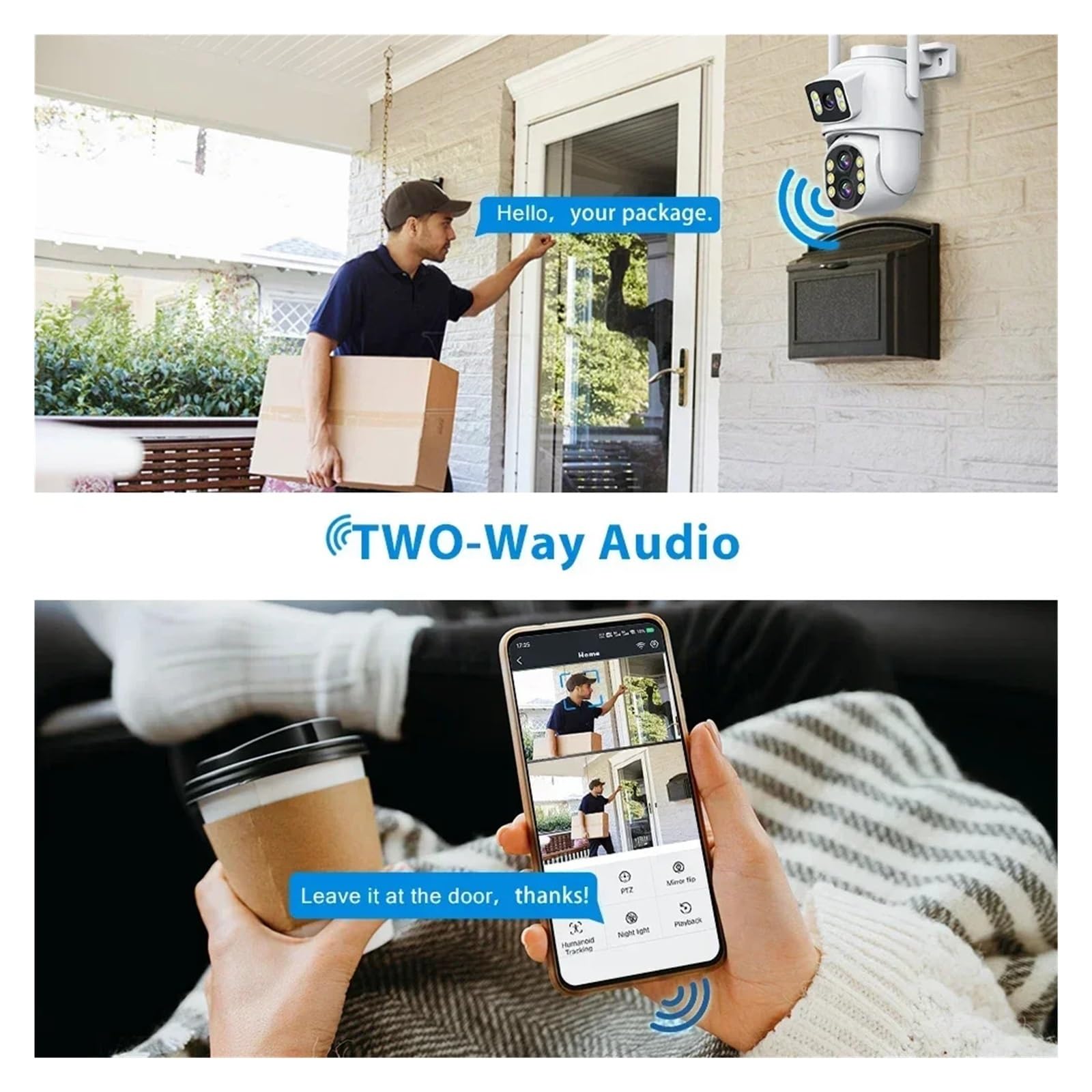 Caméra WiFi extérieure PTZ à Triple Objectif 6K