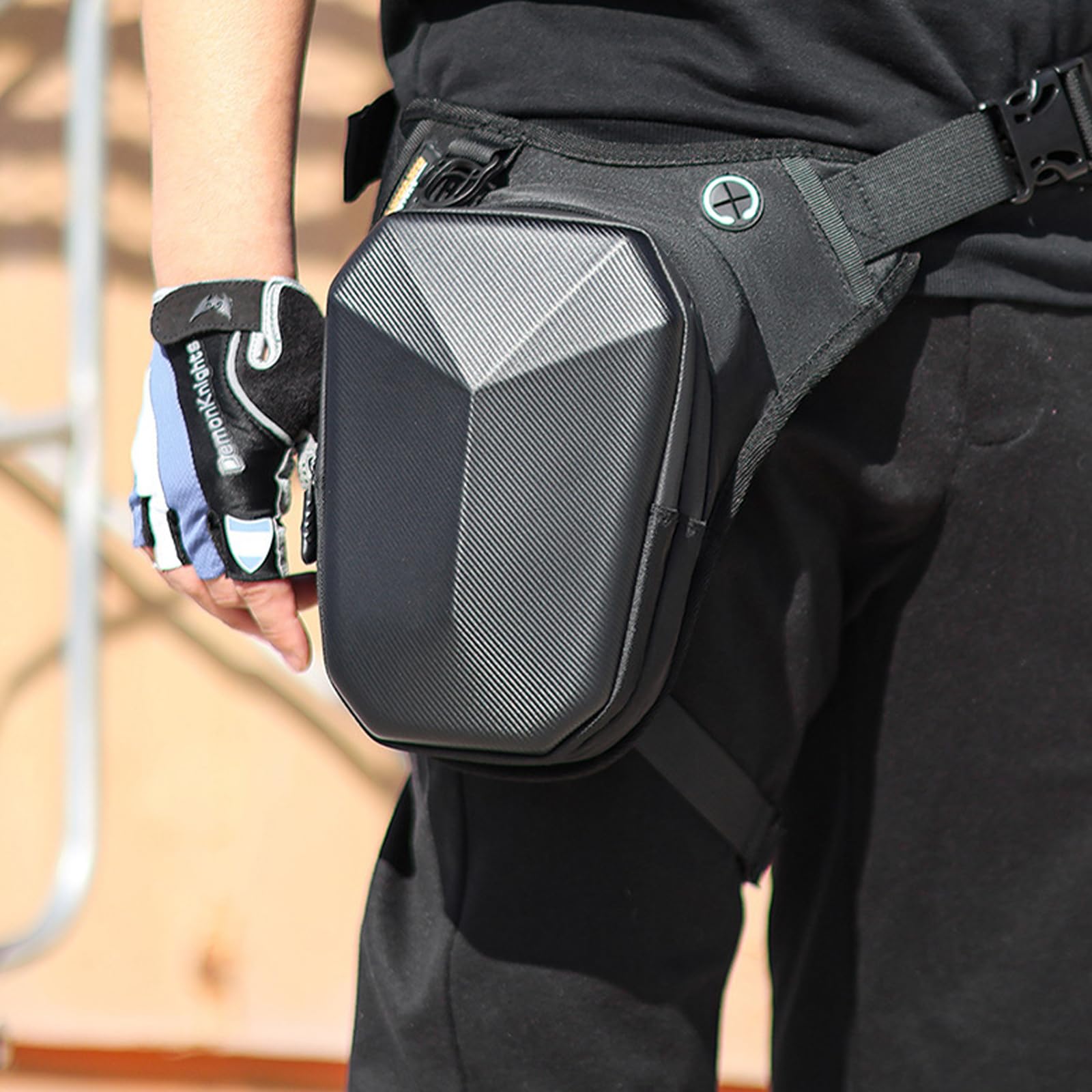 Marsupio da coscia, impermeabile, in EVA, rigido, regolabile, per uomo e donna, con imbottitura 3D, per ciclismo, escursionismo, viaggi, pesca all'aperto, Nero , Per esterni