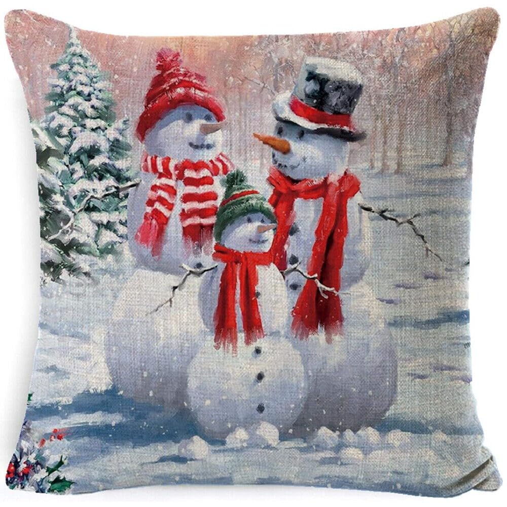 sanjianke-fs 4Pcs Christmas Cushion Covers Xmas Tree Throw Pillow Case Snowman Pillow Covers Xmas Cushion Covers for Home Office Bedroom Sofa Decor Supplies - Image 3