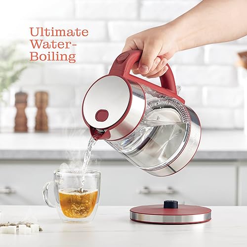 Miniatura 3 de Speed-Boil - Hervidor eléctrico para agua de 1.7 L y 1500 W, hervidor de café y té de vidrio de borosilicato, apertura amplia, apagado automático,