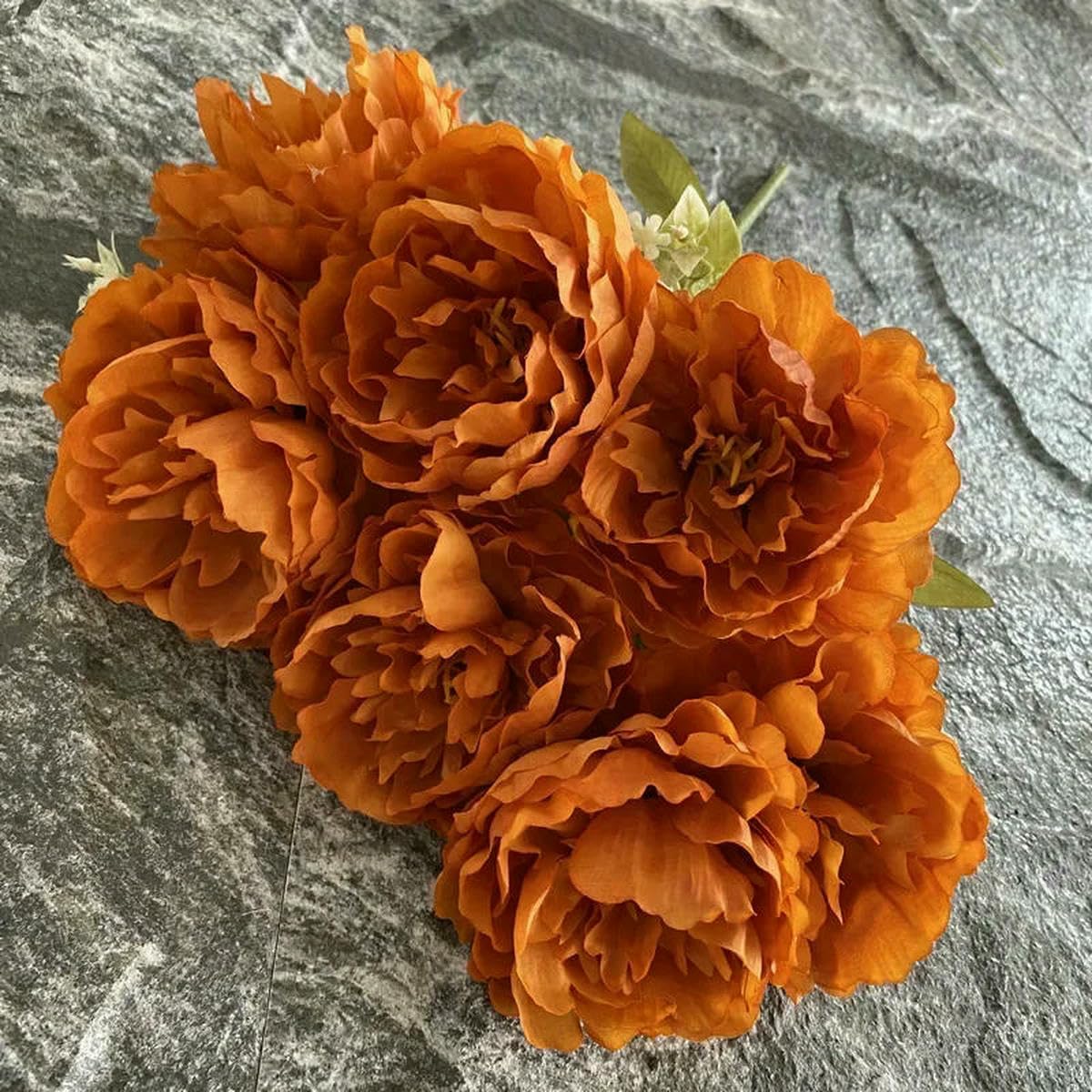 CVJdfhRE fake flowers， Simulation Seven Peony Silk Flowers Bouquet Home Living Room Table Decoration Wedding Artificial Fake Flower(Caramel)