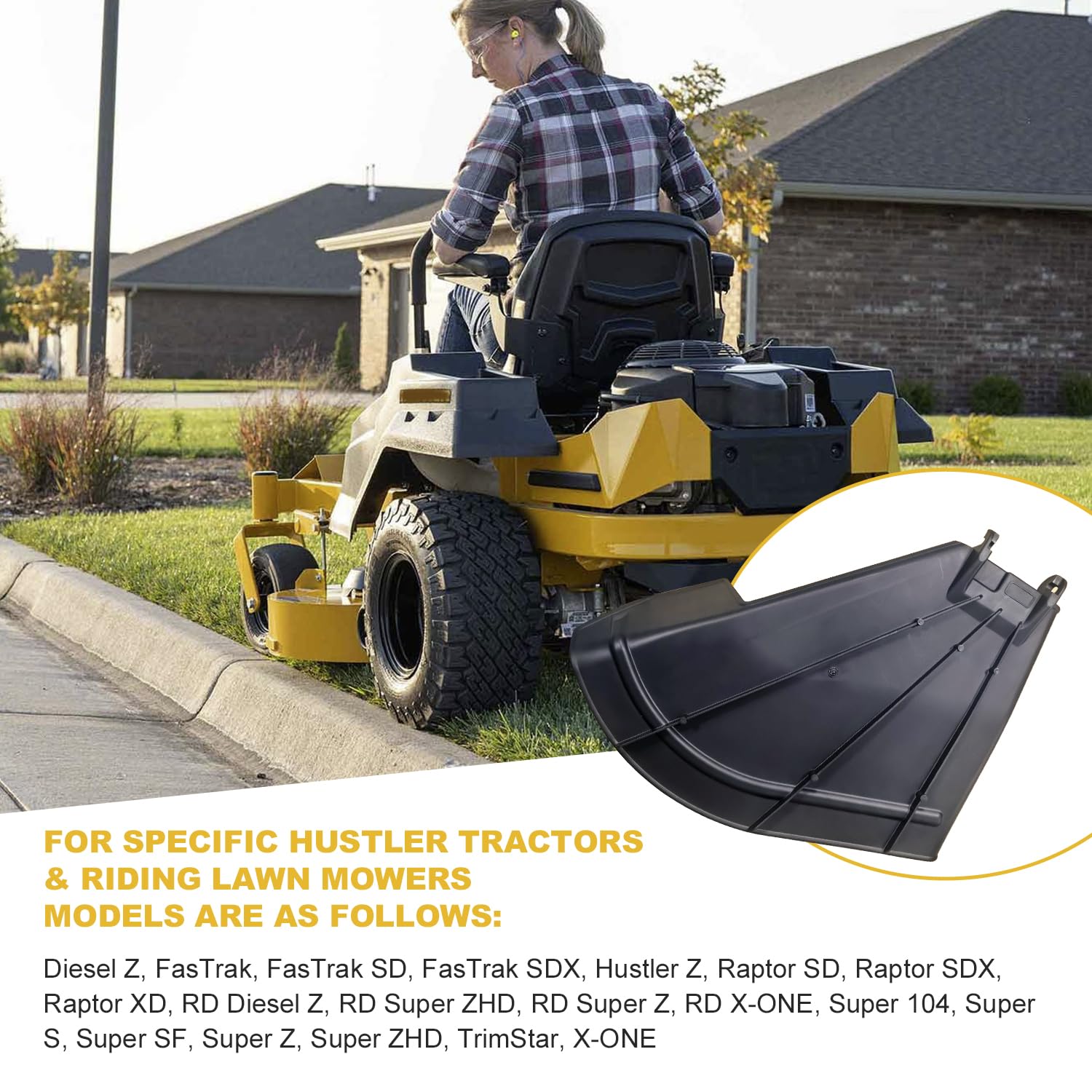 606930 - Canaleta deflectora de descarga, compatible con cortacéspedes Hustler Raptor SD de 54 pulgadas/60 pulgadas y Big Dog Alpha MP