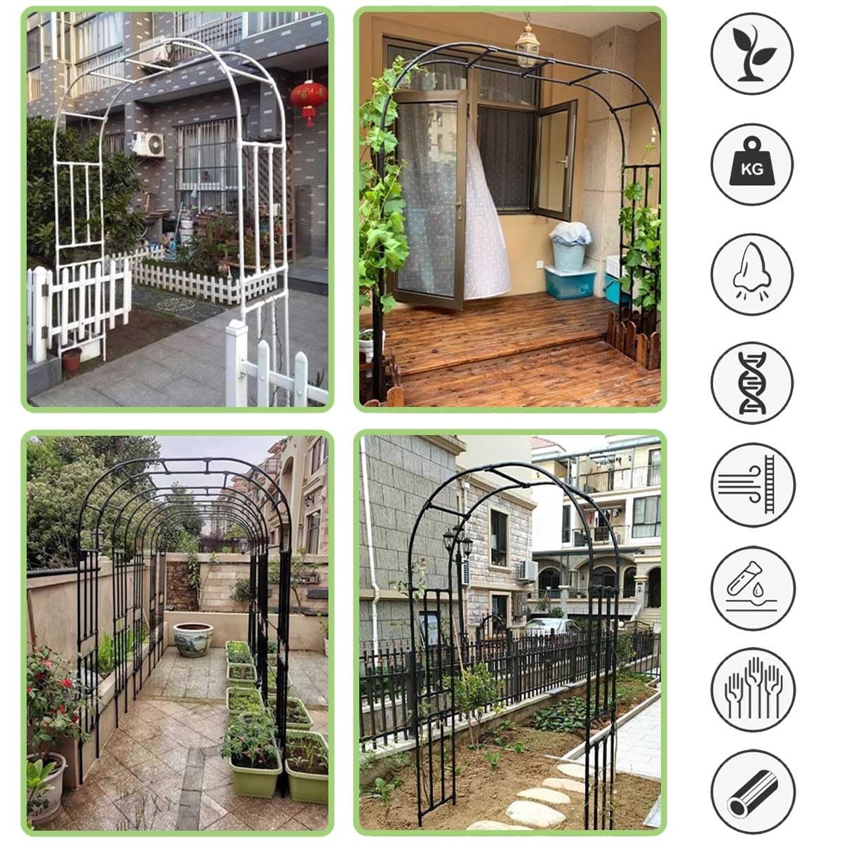 Metalowy łuk ogrodowy, 2,5 m, wytrzymały łuk różany, krata, pergola, do pnączy róży, biały, duży rozmiar, altanka, stojak dekoracyjny