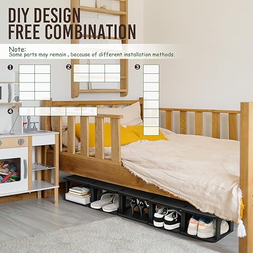 Miniatura 5 de TRZZ Zapatero de plástico de 10 niveles para armario, almacenamiento vertical de zapatos para entrada, organizador estrecho de almacenamiento de