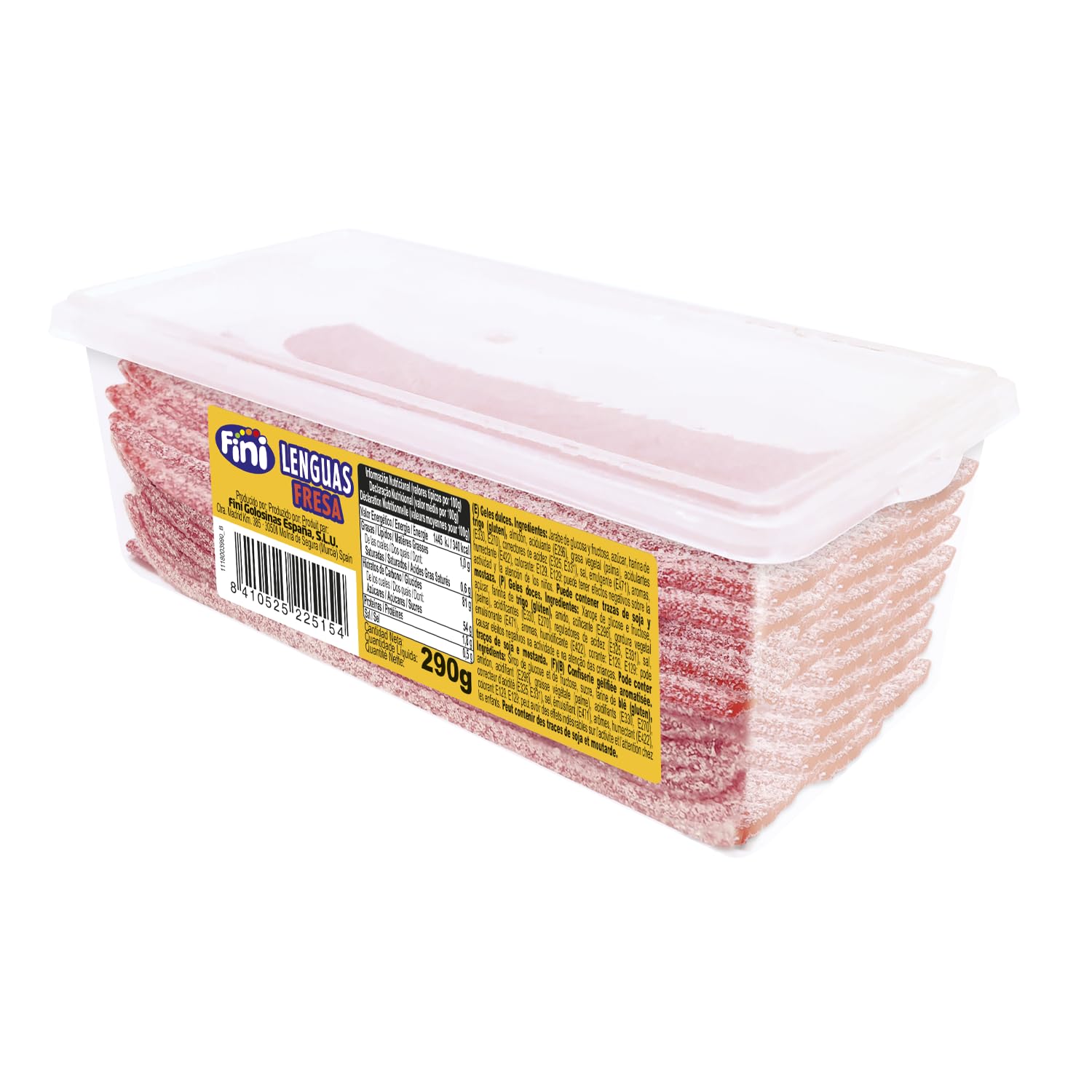 Fini Golosinas Lenguas Fresa Pica Cintas de Regaliz Ácido Tarro 290 g