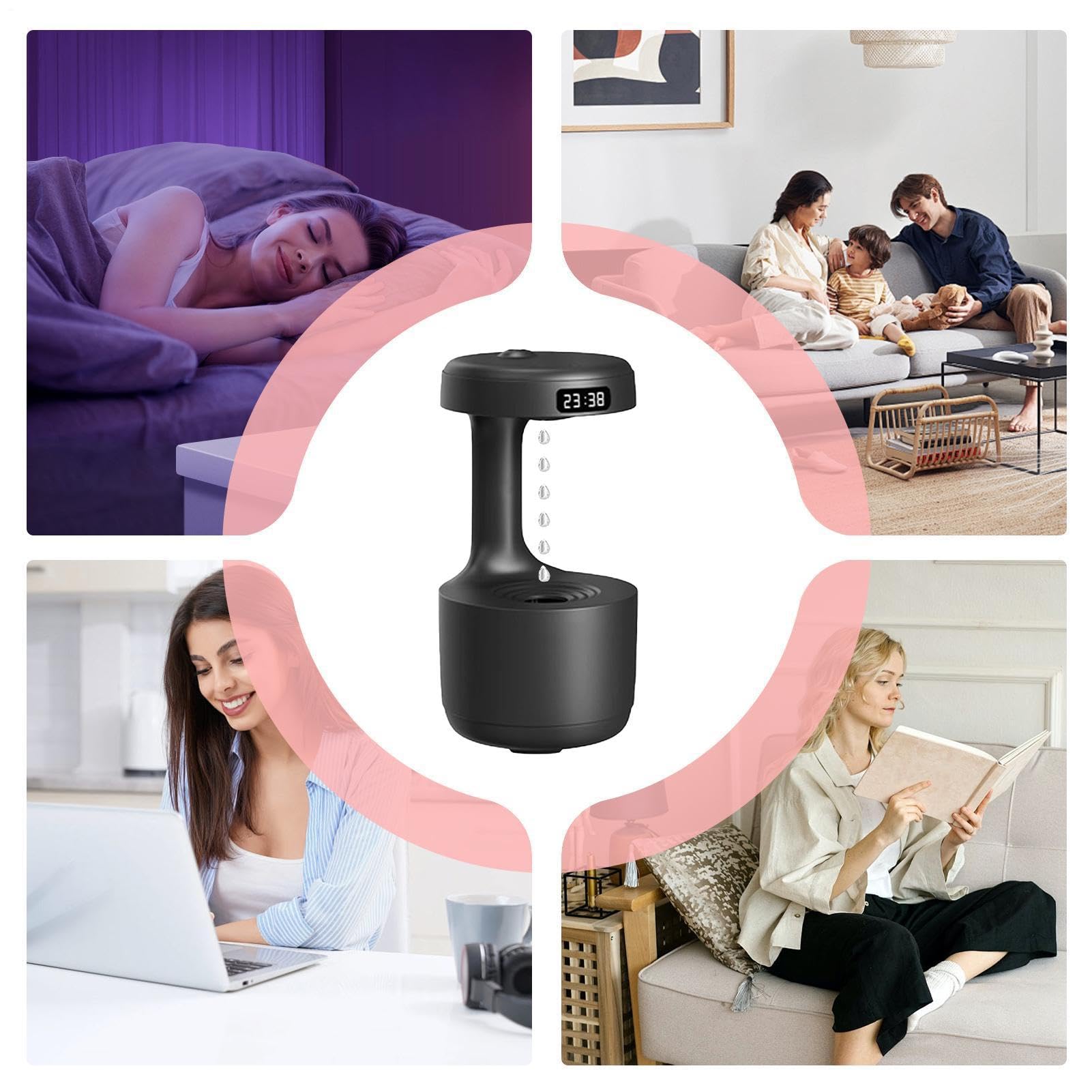 Umidificatore da scrivania 800ml Diffusore fresco della foschia di grande capacità | Umidificatori da scrivania per comodino casa ufficio dormire soggiorno notte appartamento hotel