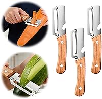 Vista 9 de Nuevo pelador de verduras multifuncional para cocina, con mango de madera y abridor de botellas, hoja de acero inoxidable ultra afilada para frutas