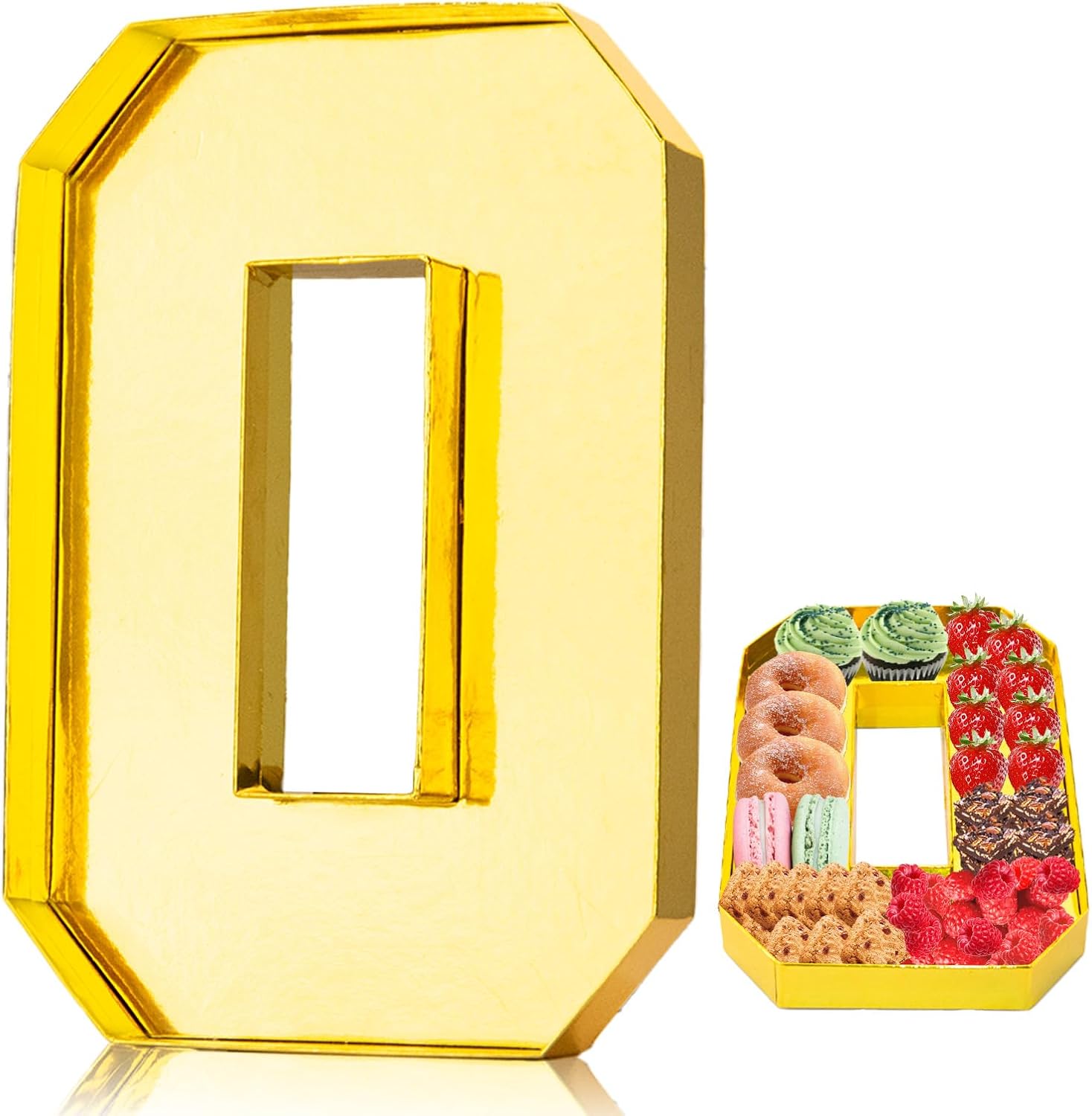12'' Cardboard Numbers for Charcuterie, Tray Paper Mache Numbers, Charcuterie Numbers Fillable Cupcake Chocolate Candy, Number Boxes for Birthday Anniversary Party Christmas Decoration(0, Gold) gold 0