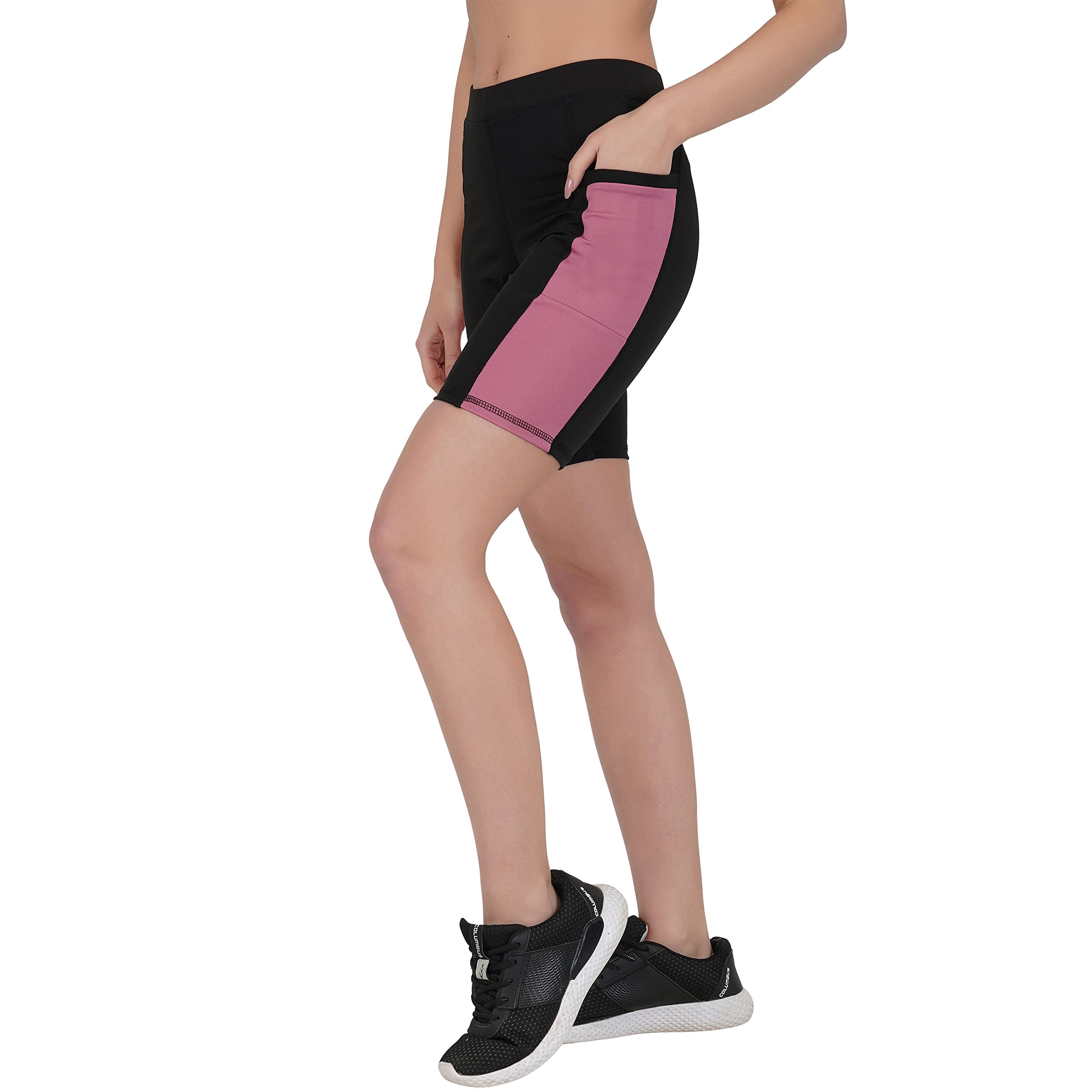 Neu Look Women Color Block Biking Shorts with Side Pockets (Blush, Size - 2XL)-image-20