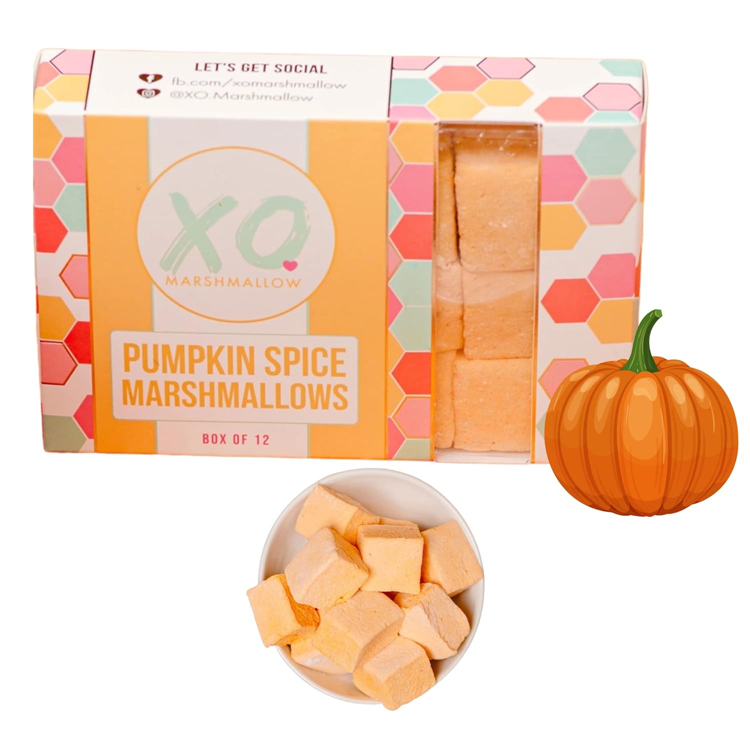 Pumpkin Marshmallow Gourmet Marshmallows Pumpkin Spice 12 Count BoxMarshmallow