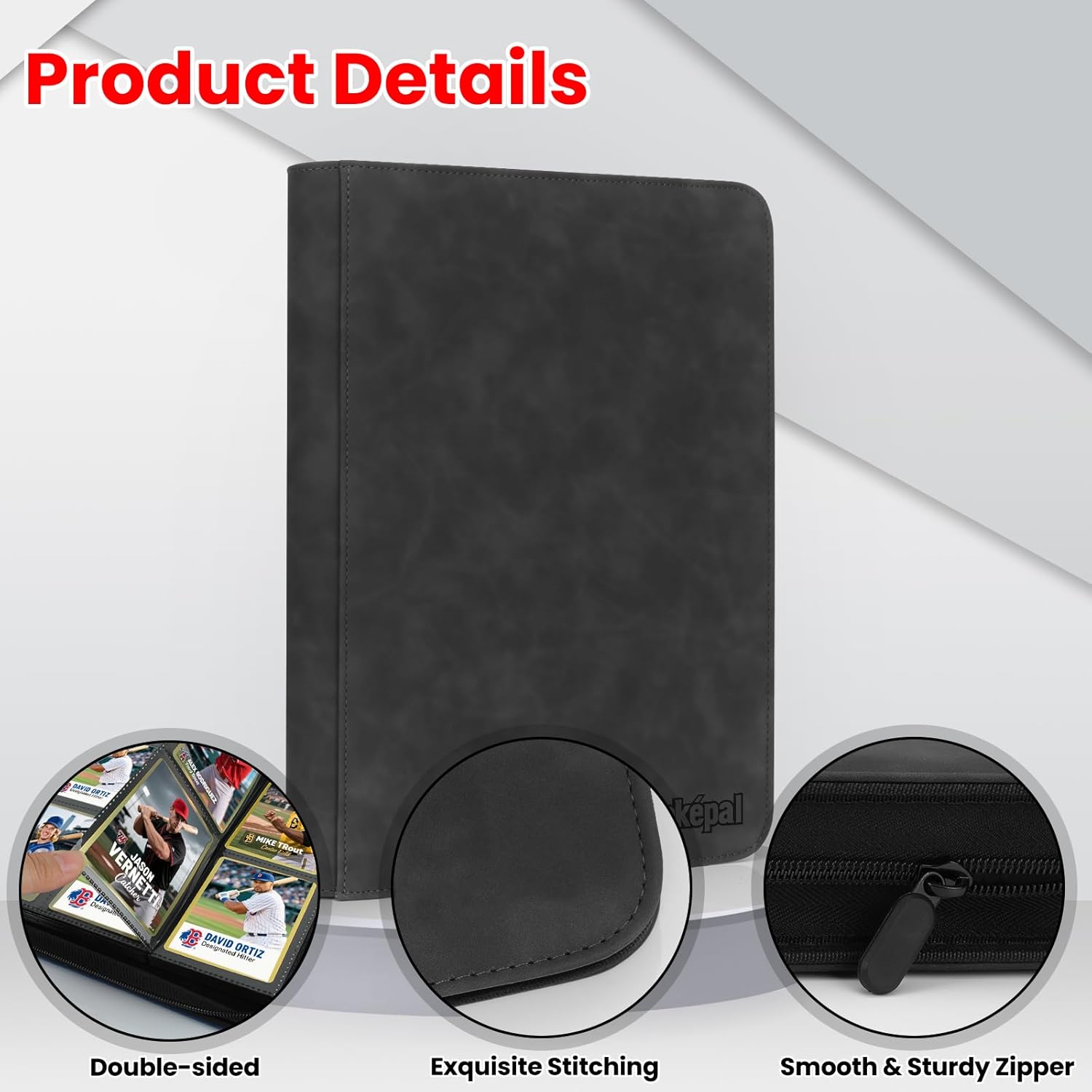 Trading Card Binder, 9 Pocket Card Collection Binder for 540 Cards, Premium Card Book Double Sided Pocket, Collector Album Card Holder Folder for TCG PM MTG OPCG YGO Sports Cards (Black)